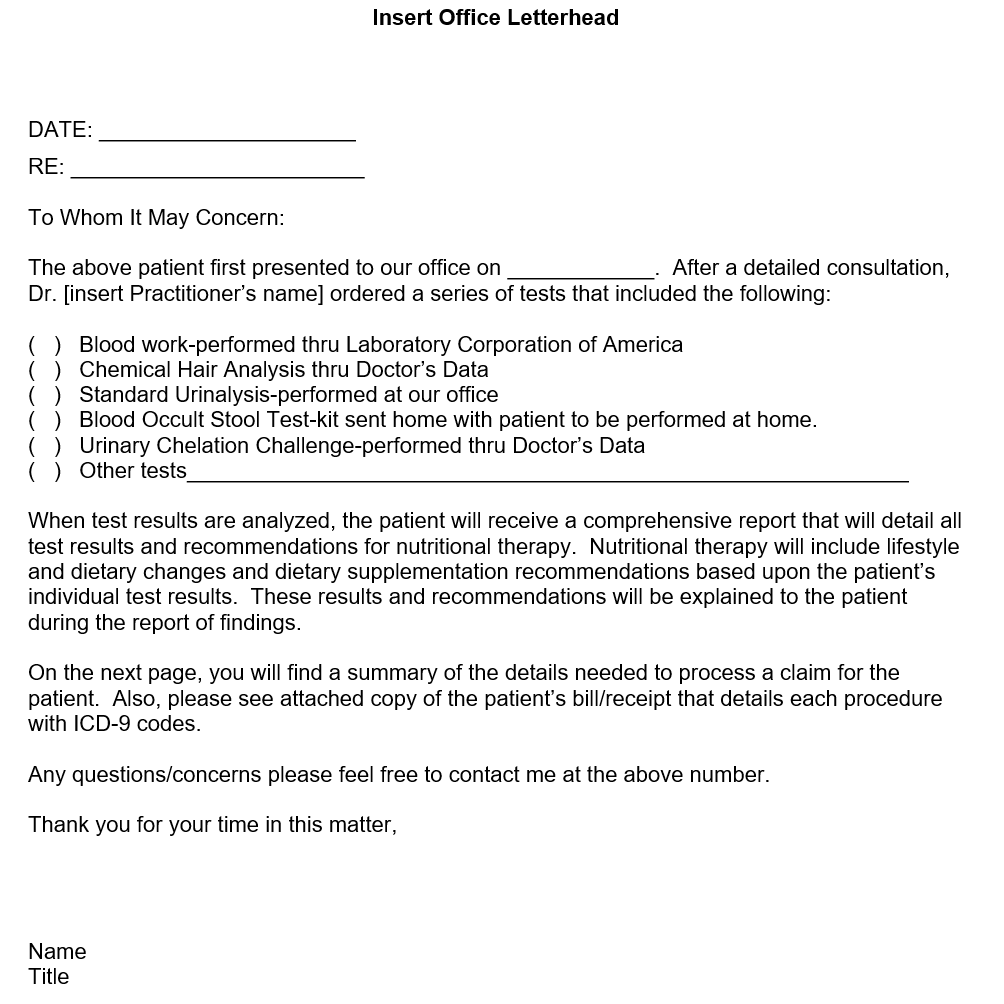 Insurance Billing Form | Science Based Nutrition