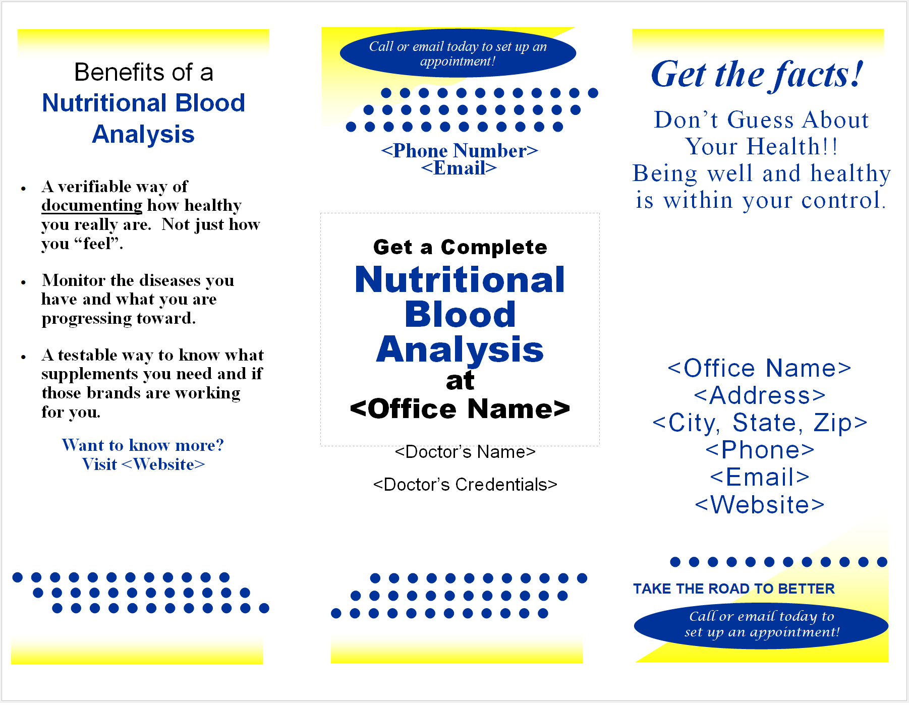 Benefits of a Nutritional Blood Analysis Brochure Science Based
